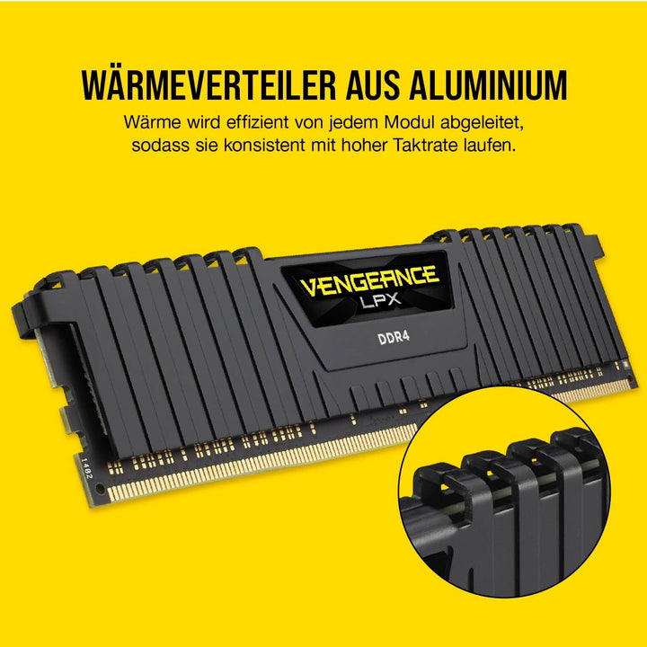 Corsair VENGEANCE LPX DDR4 RAM 32GB (2x16GB) 3200MHz CL16 Intel XMP 2.0 Computerspeicher - Schwarz (