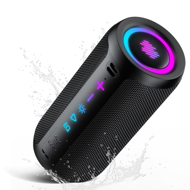 TIMU Bluetooth Lautsprecher mit Licht, Bluetooth 5.4 Musikbox, 25W Dual Lautsprecher, Dualen Bass-Tr