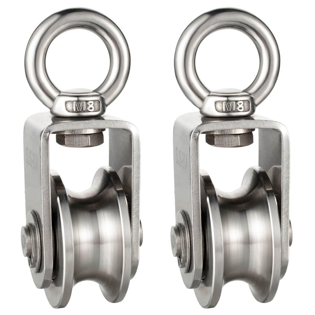 2 Stück Umlenkrolle Stahlseil/Seile, Seilrolle Edelstahl mit 2 Kugellager 2 Stück C, 2 Stück C