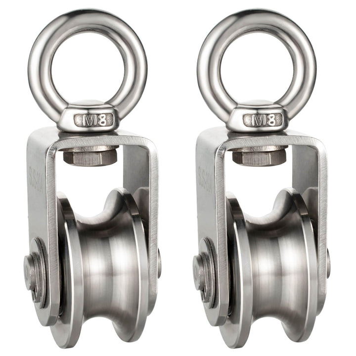 2 Stück Umlenkrolle Stahlseil/Seile, Seilrolle Edelstahl mit 2 Kugellager 2 Stück C, 2 Stück C