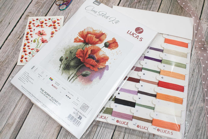 Luca-S Kreuzstich Stickpackung Die Mohnblumen Zählmuster Kreuzstich Set für Erwachsene B7024