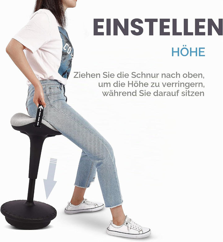 IWMH Ergonomischer Arbeitshocker, Hochverstellbare Stehhilfe, Atmungsaktiver Sitz-Steh-Hocker 360° D