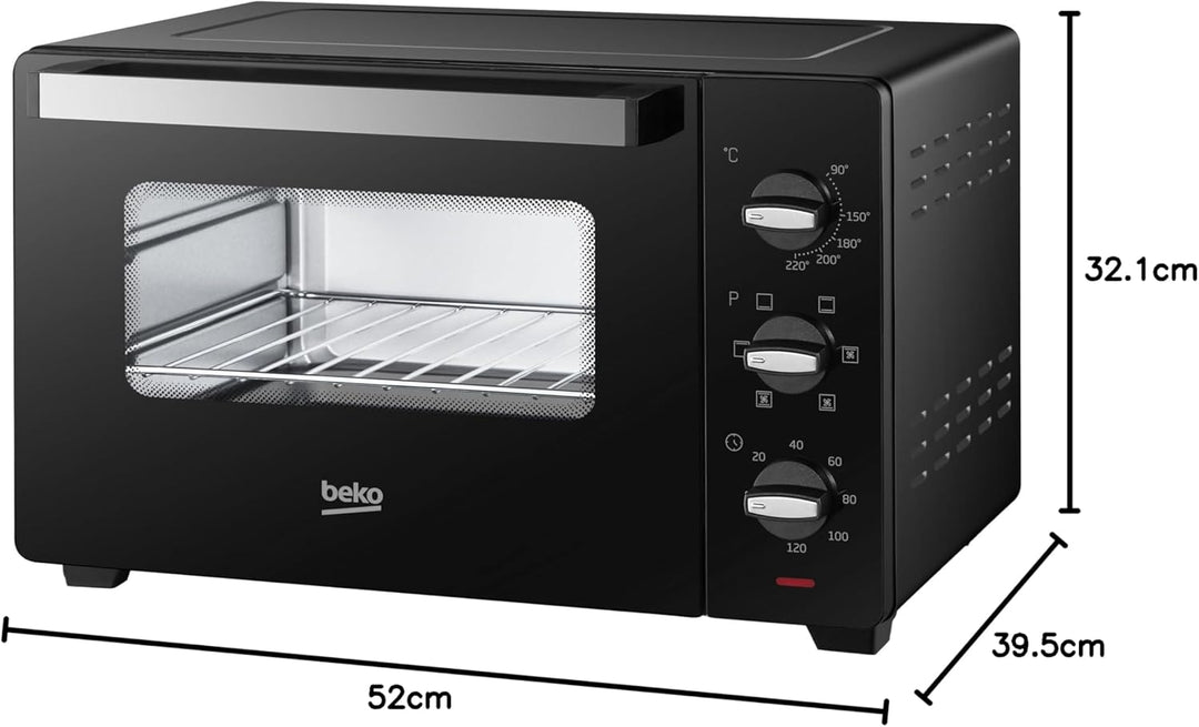 Beko - BMOF30B - Elektroherd, Umluftgaren, 30 Liter, 1600 W, 4 Funktionen, Timer 120 min, Temperatur