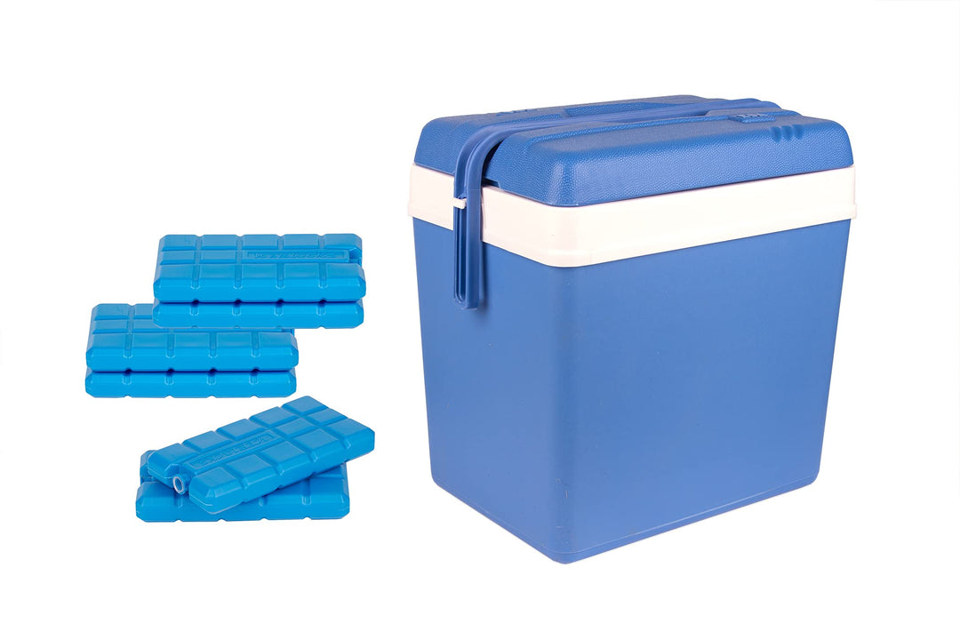 BigDean Kühlbox 24 Liter blau/weiss inkl. 6 Kühlakkus - Bis zu 11 Std. Kühlung - Thermobox aus Kunst