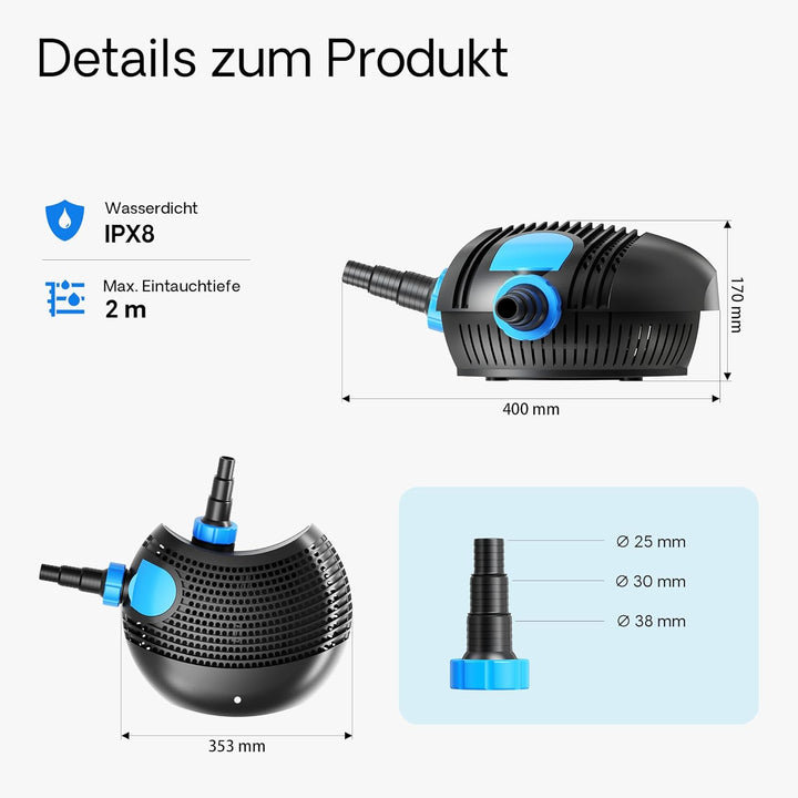 SunSun CTF-10000 SuperECO Bachlaufpumpe Filterpumpe 10000l/h 80W