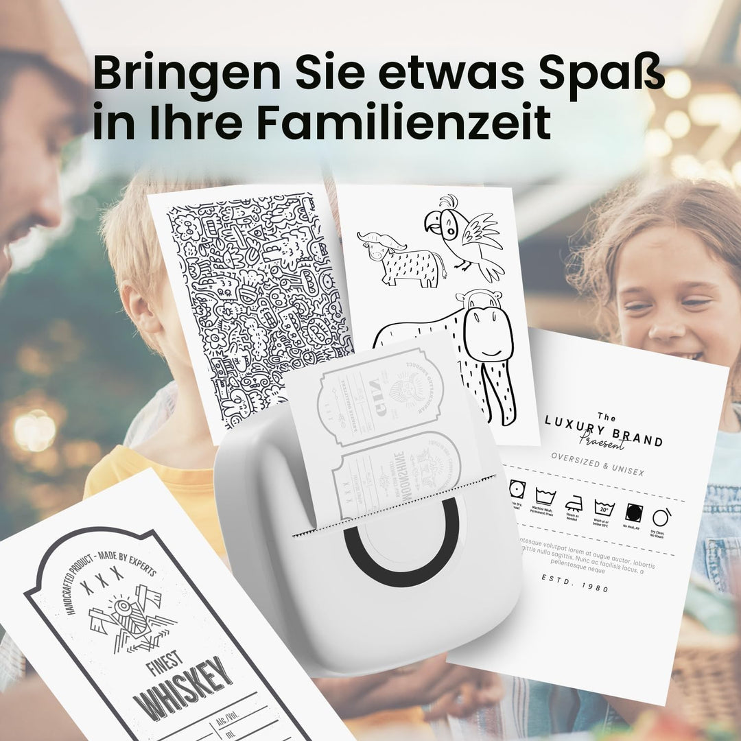 cabaro Mini Drucker Aufkleber Drucker Fotodrucker mit 3 Rollen Bluetooth Thermodrucker für Lernen, S