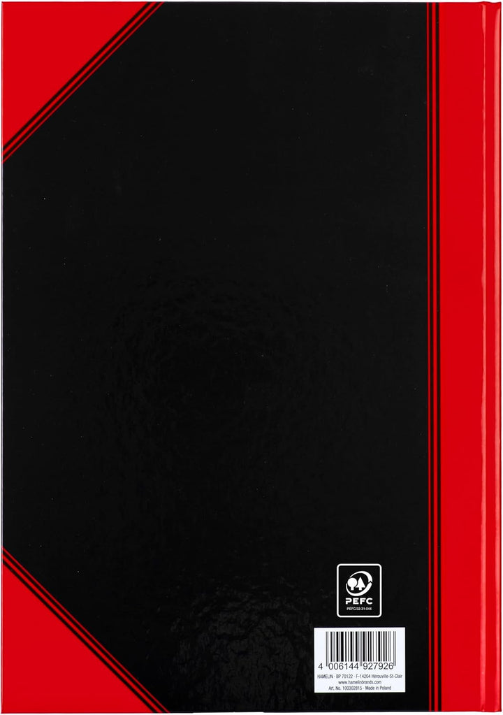 Bantex Notizbuch A4 kariert, 192 Seiten, 70 g/m², Hardcover, schwarz, 3 Stück