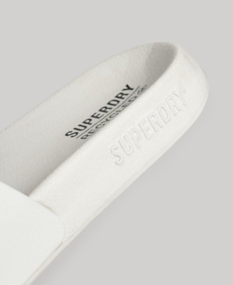 Superdry Damen Code Logo Vegan Pool Slide Flipflop L Weiss Metallic Rosé, L Weiss Metallic Rosé