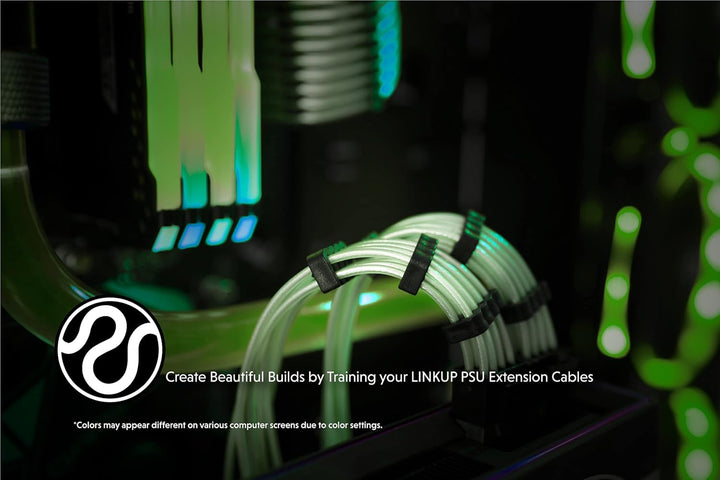LINKUP - 30cm Netzteilkabelverlängerung 18AWG Sauerstofffreies Kupfer Teflonmantel Custom Mod GPU PC