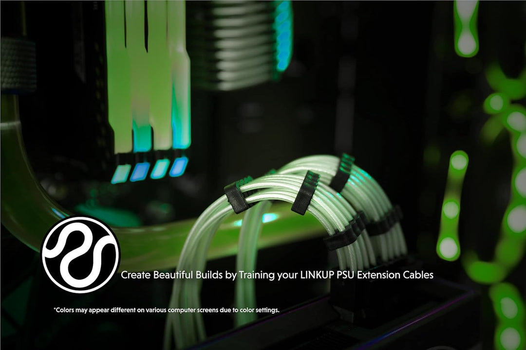 LINKUP - 30cm Netzteilkabelverlängerung 18AWG Sauerstofffreies Kupfer Teflonmantel Custom Mod GPU PC
