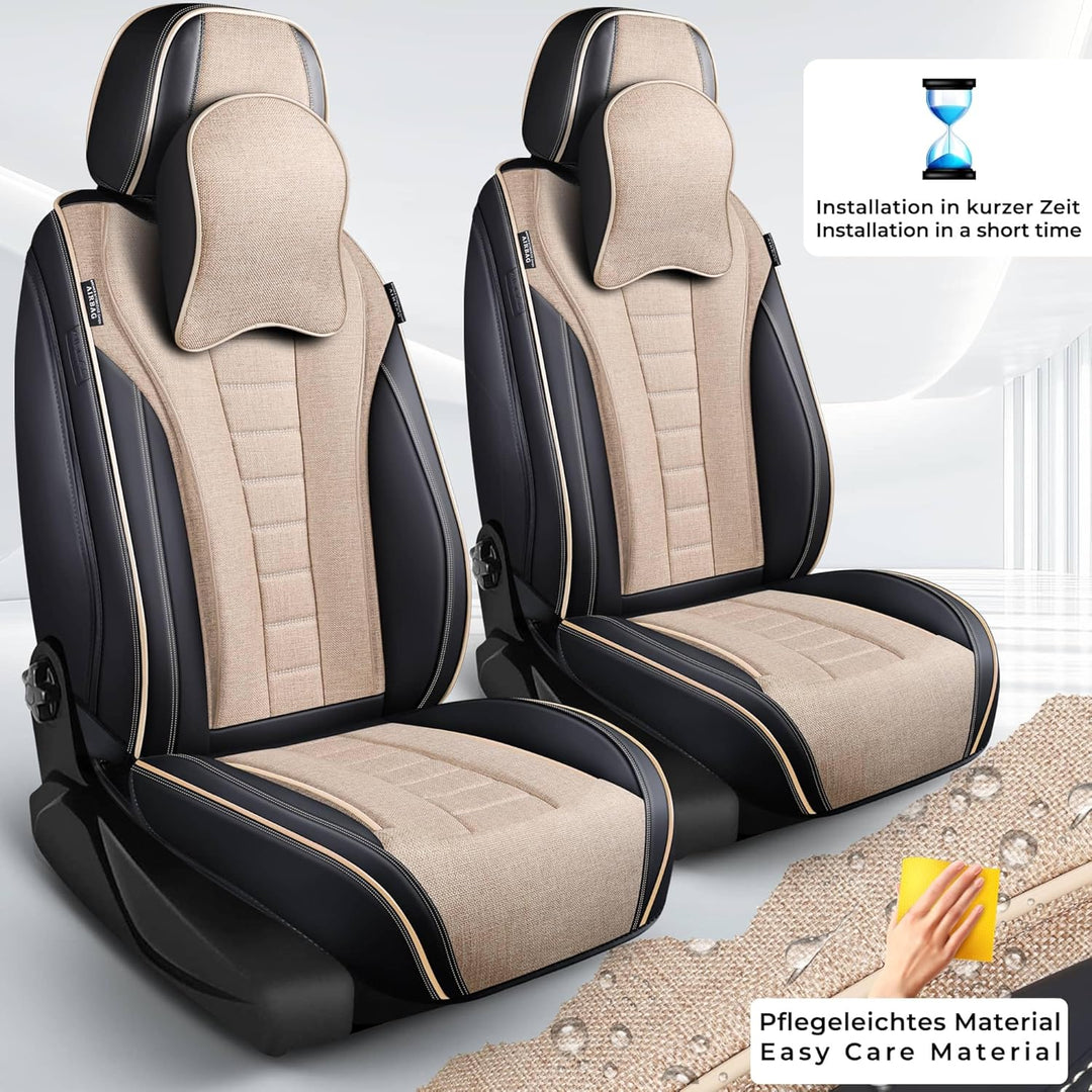 Schonbezüge Sitzbezüge für VW T7 Multivan Bj ab 2021 in Schwarz/Beige NL3