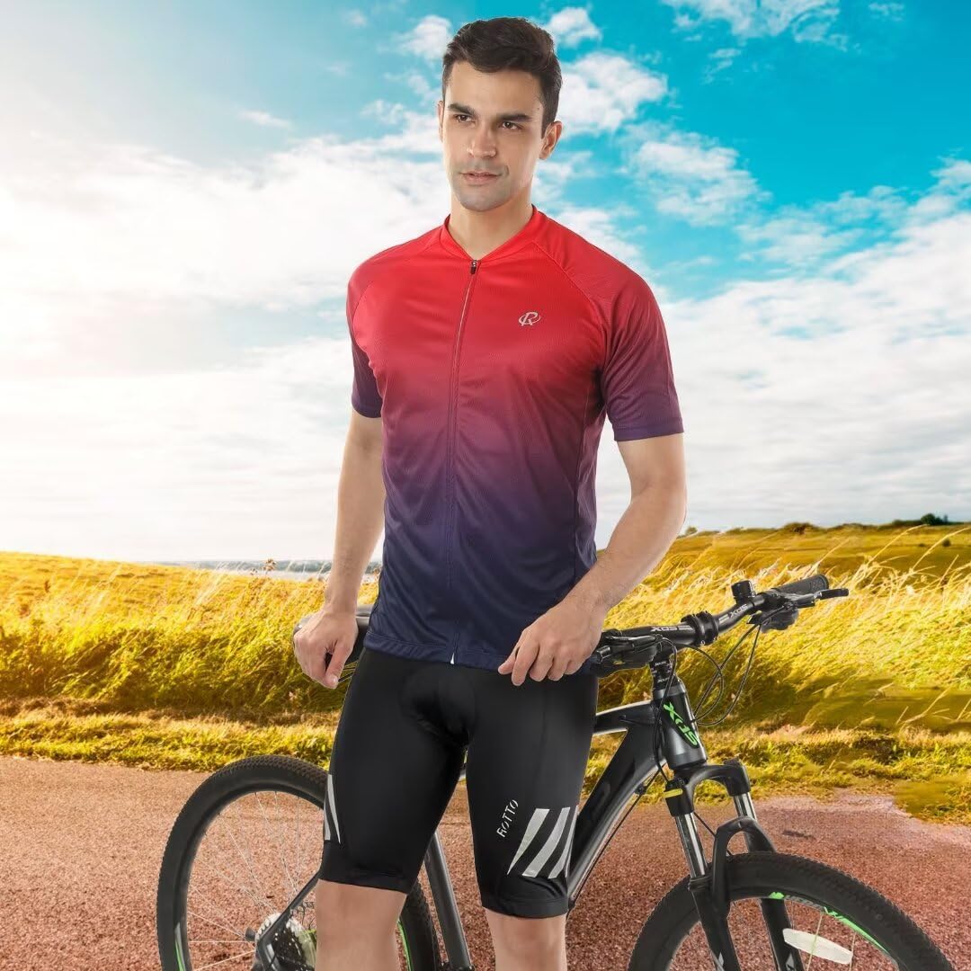 ROTTO Radlerhose Herren Fahrradhose Kurz Radhose Gepolstert Gemütlich stossfeste, 01 Schwarz(mit Str