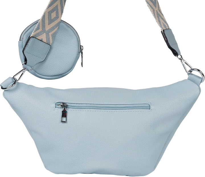 styleBREAKER Damen Halbmond Crossbody Schultertaschen Set 3-Teilig, Schultergurt mit Muster, Schlüss