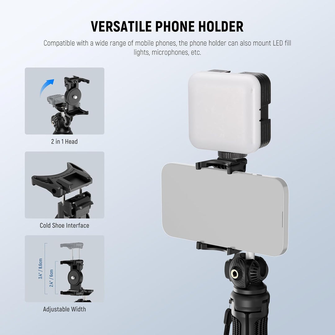 NEEWER TP38 Handy Kamera Stativ, 15" ausziehbarer Selfie Stick Mini Tripod Stand mit Telefonhalter,