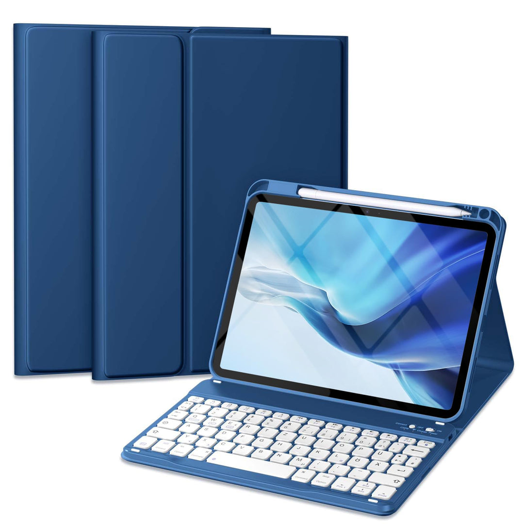 Vobafe Hülle mit Tastatur für iPad A16 11/10 Generation (2025/2022, 10,9/11 Zoll), Magnetisch Abnehm