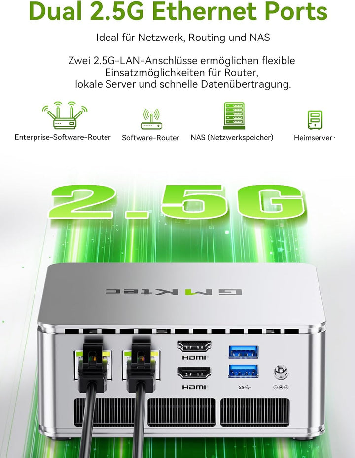 GMKtec G3S N95 Mini PC Intel 3.4GHz, 3 Jahre Produktschutz, 16GB DDR4 + RAM 512GB SSD, Mini Computer