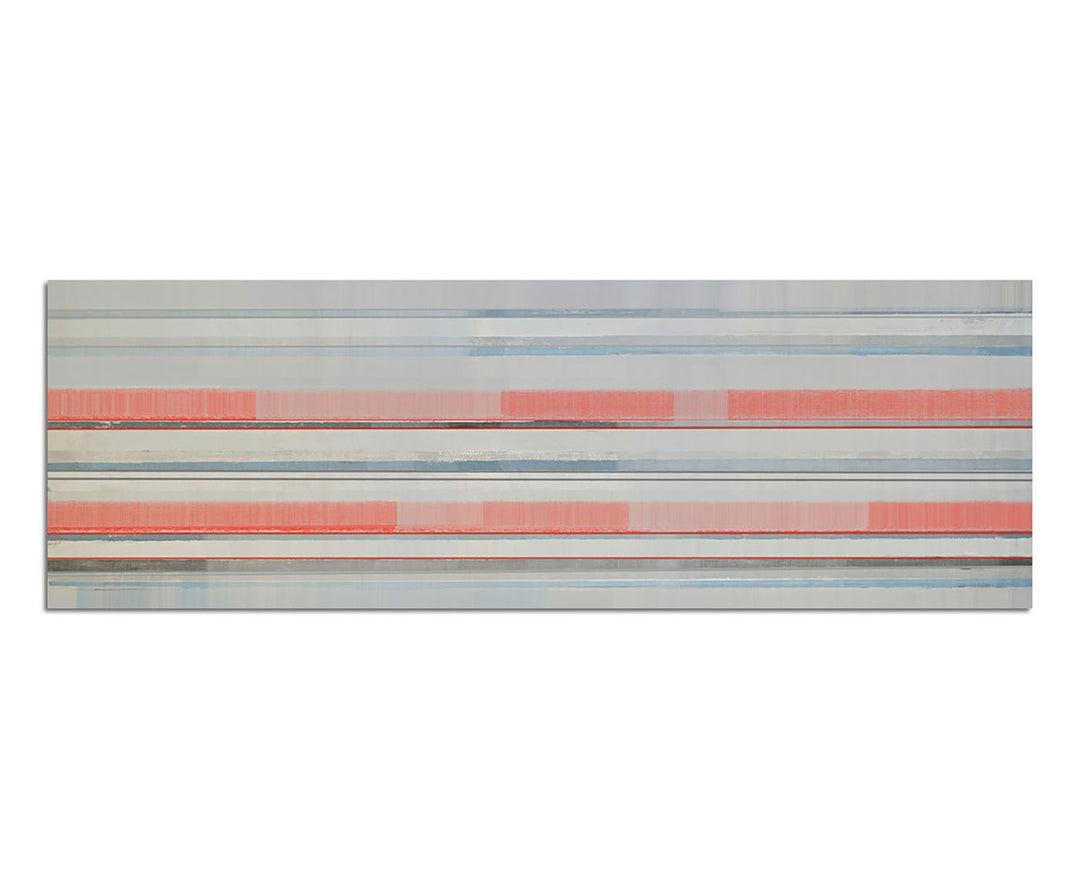 Paul Sinus Art Panoramabild auf Leinwand und Keilrahmen 150x50cm Kunst abstrakt rot grau