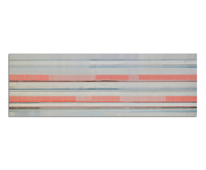 Paul Sinus Art Panoramabild auf Leinwand und Keilrahmen 150x50cm Kunst abstrakt rot grau