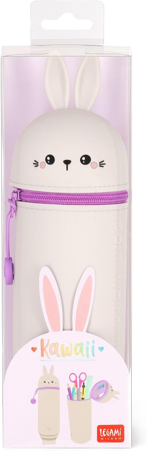 Legami - 2-in-1 Weiche Silikontasche - Kawaii,Tischstifthalter, Reissverschluss, Silikon, Stiftetasc