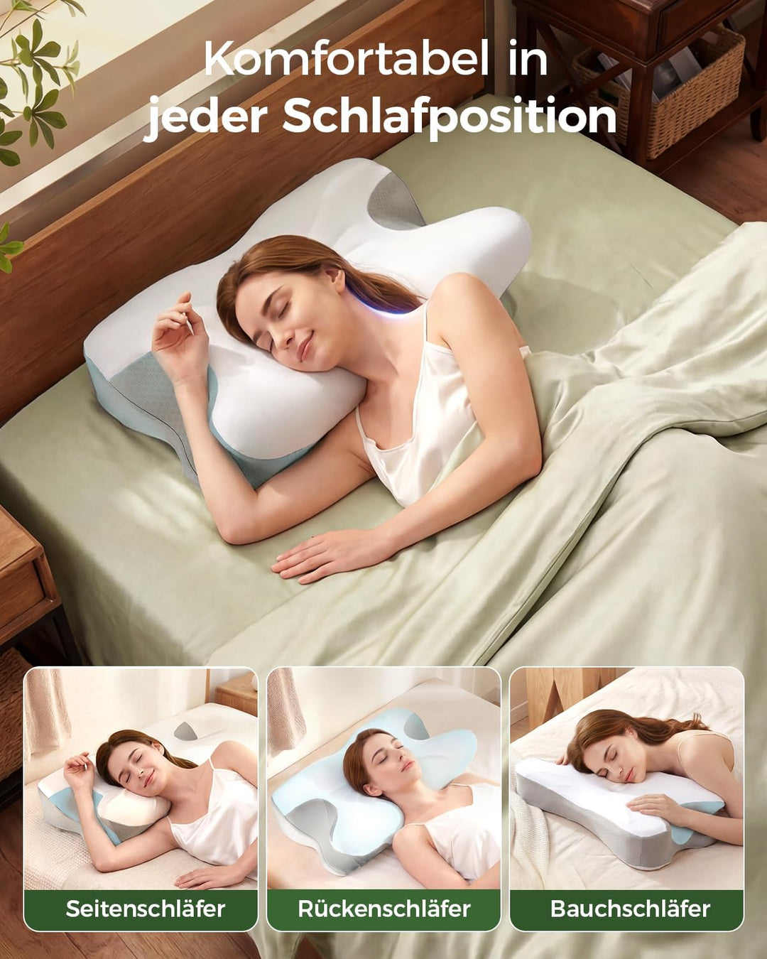Orthopädisches Nackenkissen aus Memory-Schaum, Ergonomisches Nackenstützkissen für optimalen Schlafk