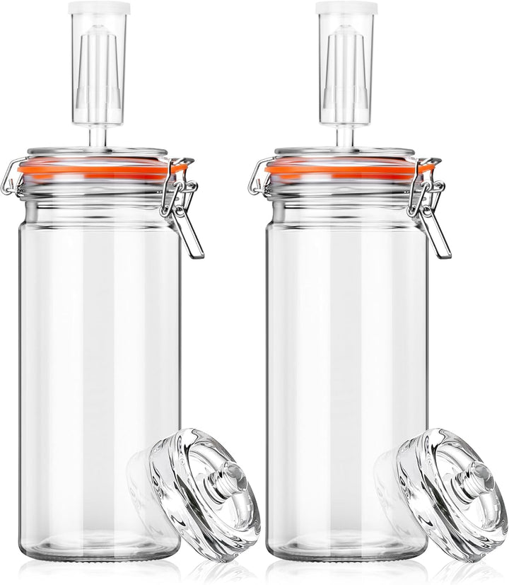 1,3L Fermentierglas Set mit Gäraufsatz & Gewicht – Fermentationsglas für Sauerkraut, Kimchi, Kombuch