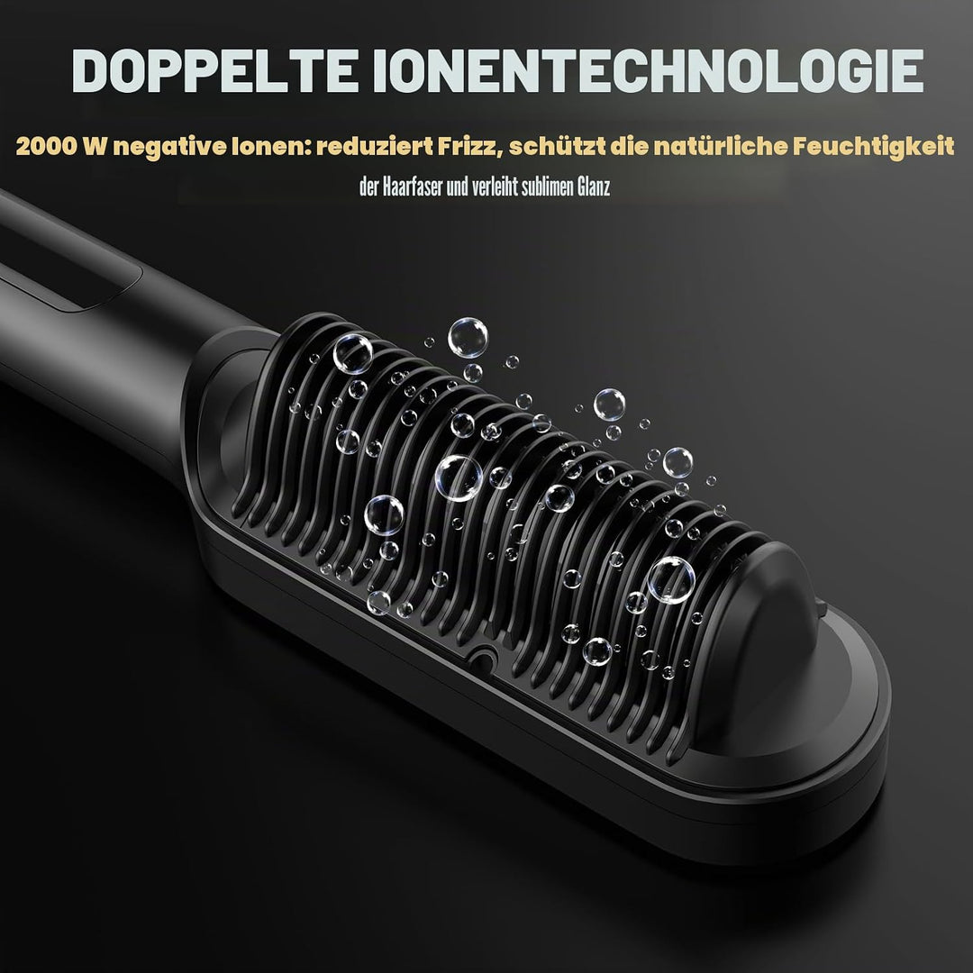 Haarglätter, professionelle Glättbürste für Haare, 9 Temperatureinstellungen, 120 ℃ - 200 ℃, LCD-Dis