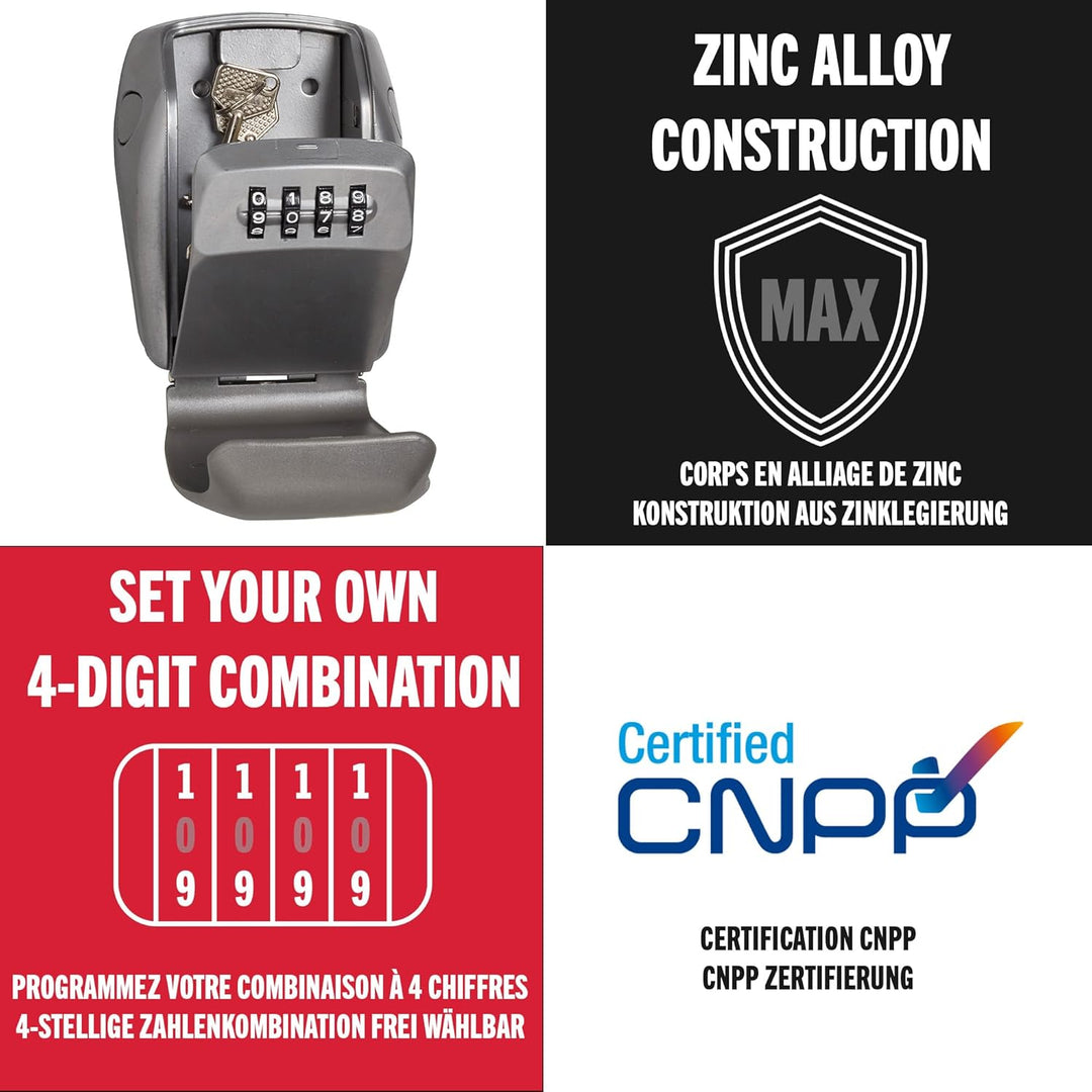 Master Lock Zertifizierte Schlüsseltresor Extra Sicherheit, Wandhalterung, Aussen, 13.2 x 10.5 x 4.6