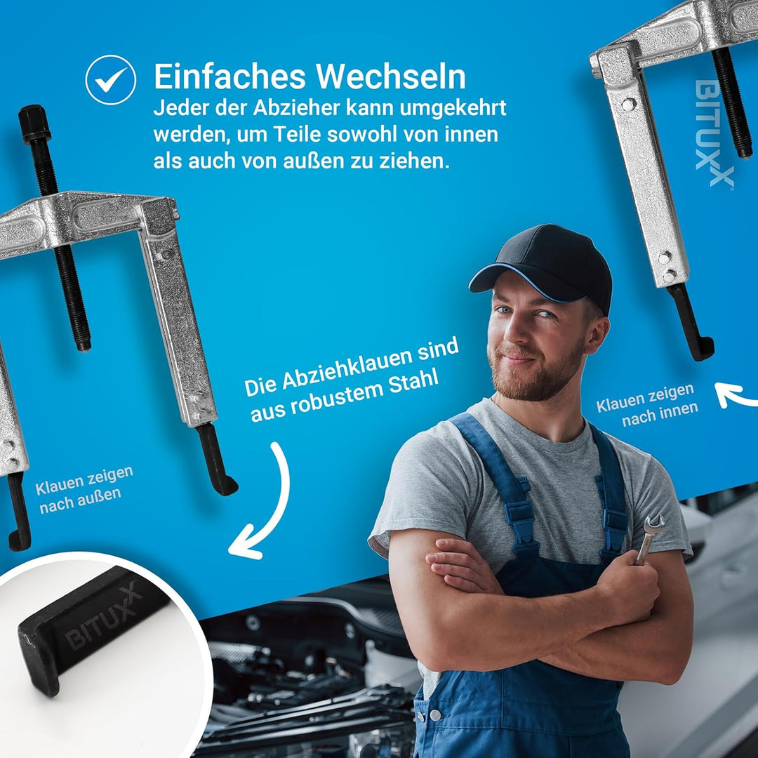 Bituxx 12 TLG. universal Lager Abzieher Set 2 und 3 Armig Innen Aussen Werkzeug Lagerabzieher Kugell