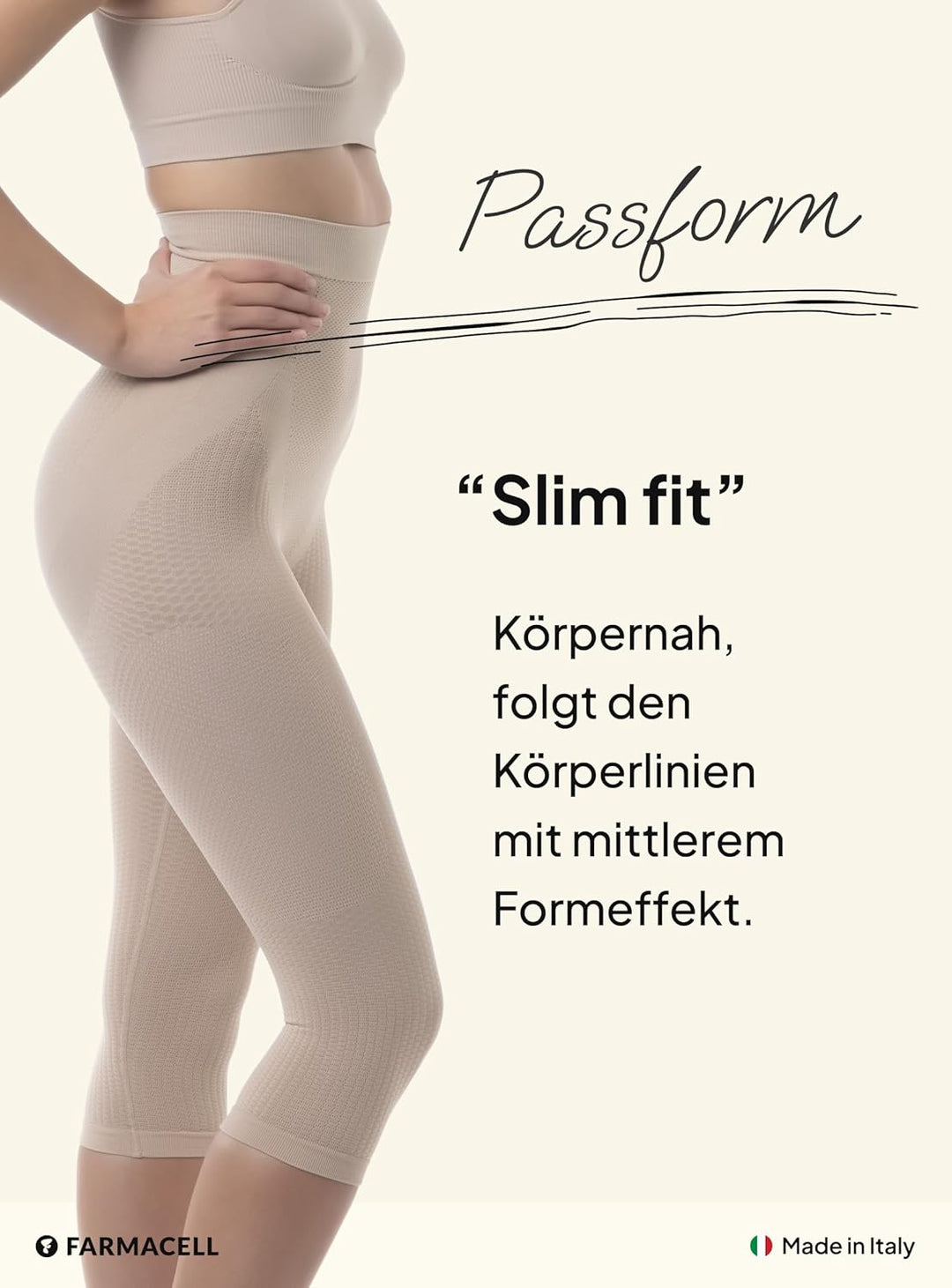 FarmaCell 323 Massierende Figurformende Lange Hose mit Pushup und Anti Cellulite Effekt 4XL-5XL Beig