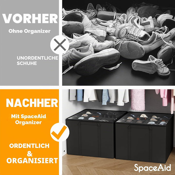 SpaceAid Schuh-Organizer für Schrank, 2 Stück, faltbare Schuhaufbewahrungsbehälter, Körbe, Boxen mit