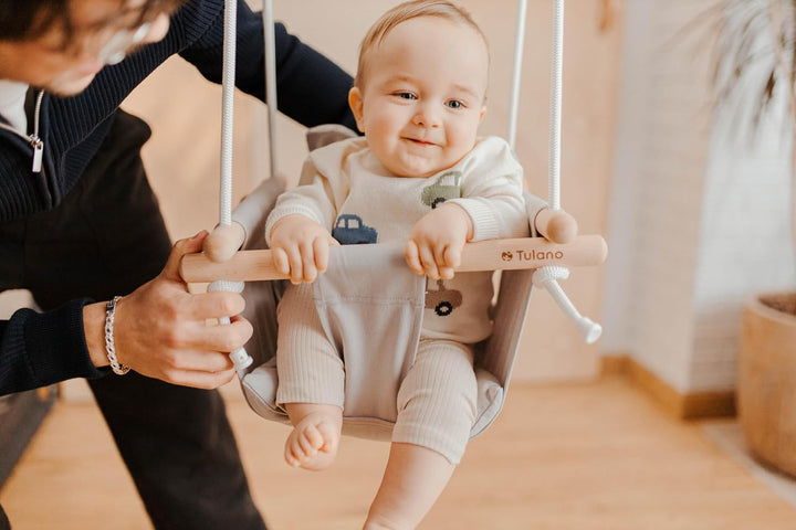 TULANO Hop 30 Biege | Bär Babyschaukel Kinderschaukel Kleinkindschaukel Kindergartenschaukel Set | I