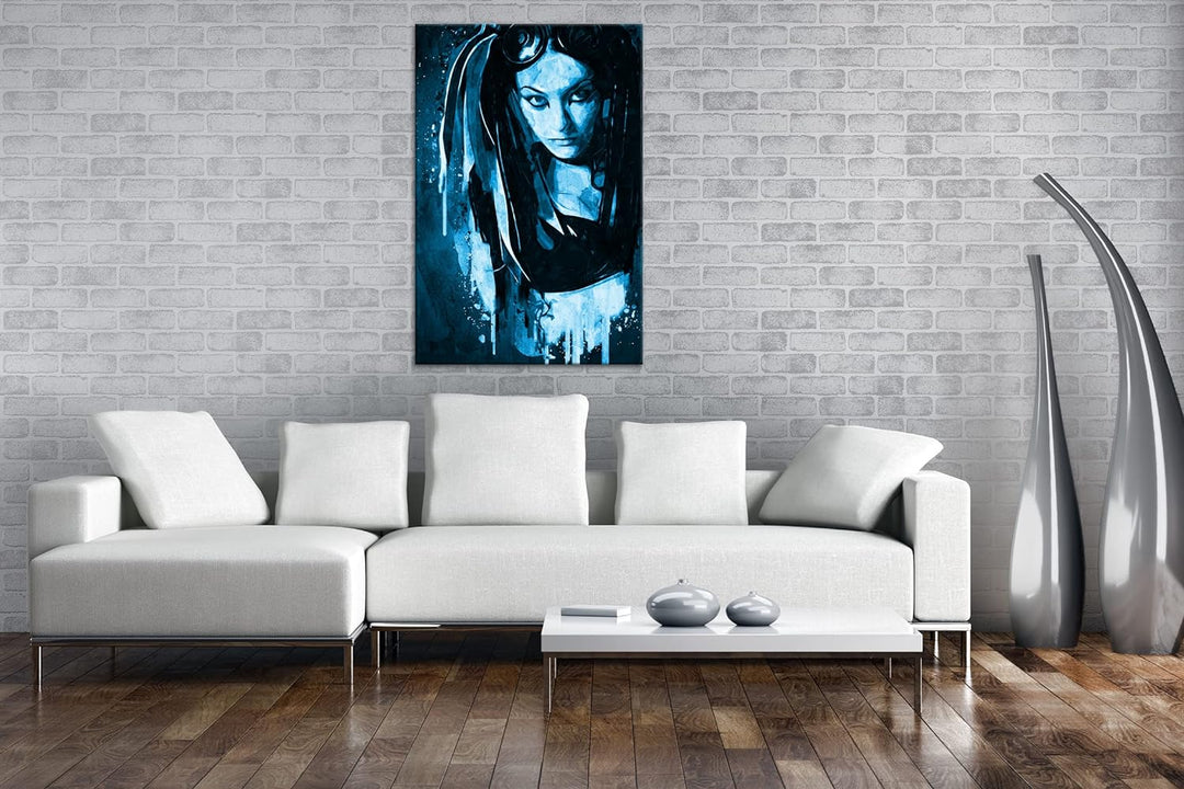 deyoli Gothic - Illustration Format: 80x60 Effekt: Monocrome Blau als Leinwandbild, Motiv fertig ger