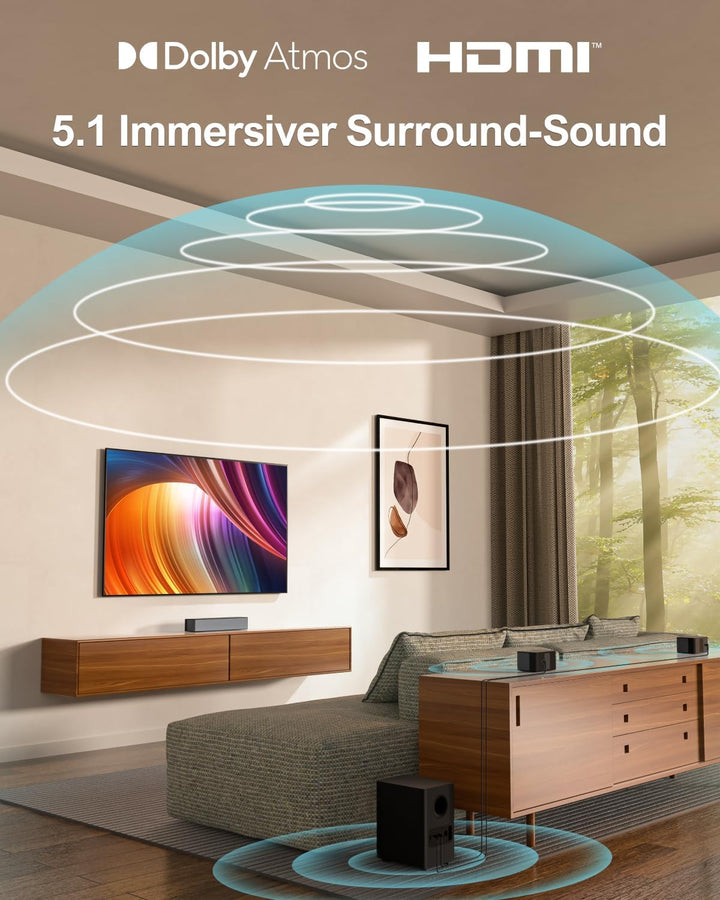 ULTIMEA 5.1 Dolby Atmos Soundbar, 3D Surround Sound System, Soundbar für TV Geräte mit Subwoofer, 2
