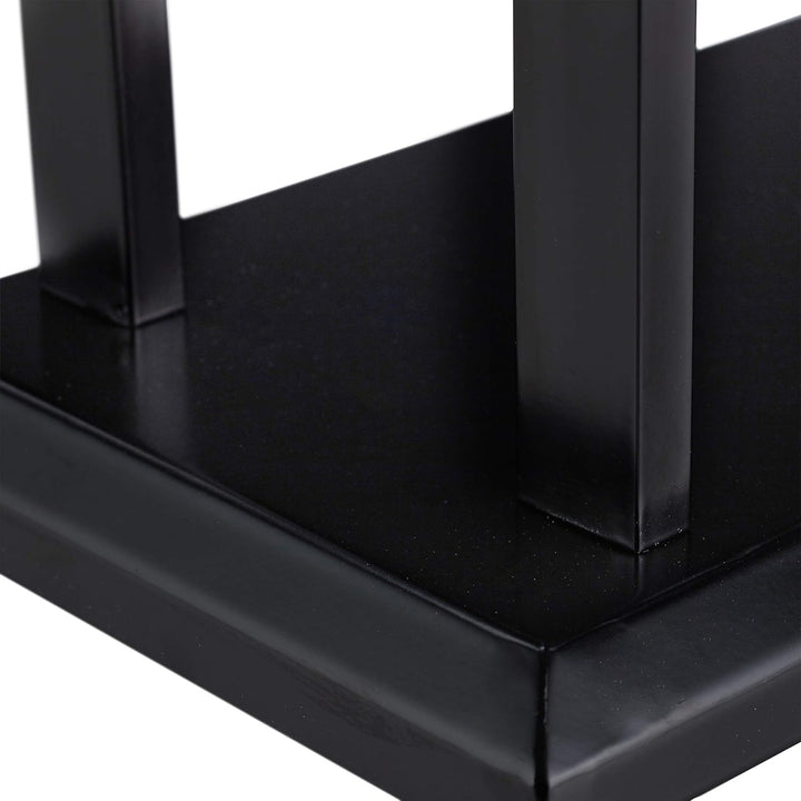 Relaxdays Handtuchhalter zweiarmig, Bambus Handtuchstangen, Handtuchständer, Metall, HBT 85,5x45x22,