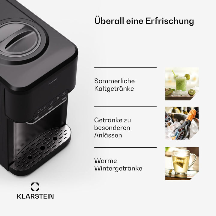 Klarstein Eiswürfelmaschine für Zuhause Camping Gastro, Schnelle Mini Eiswürfelmaschine Klein, Profi