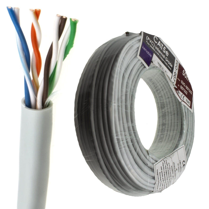 Indoor CAT5e U/UTP Kupfer Ethernet Netzwerk Solid Kabel Kabelrolle 24AWG Eca 50 m Grey [50 Meter/50m