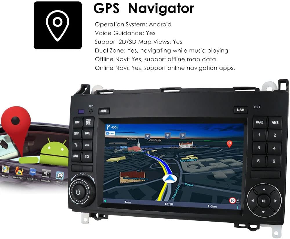 Android Autoradio Mit GPS Navi 7 Zoll Bildschirm Touch Display + HD Bremsleuchte Rückfahrkamera Ersa