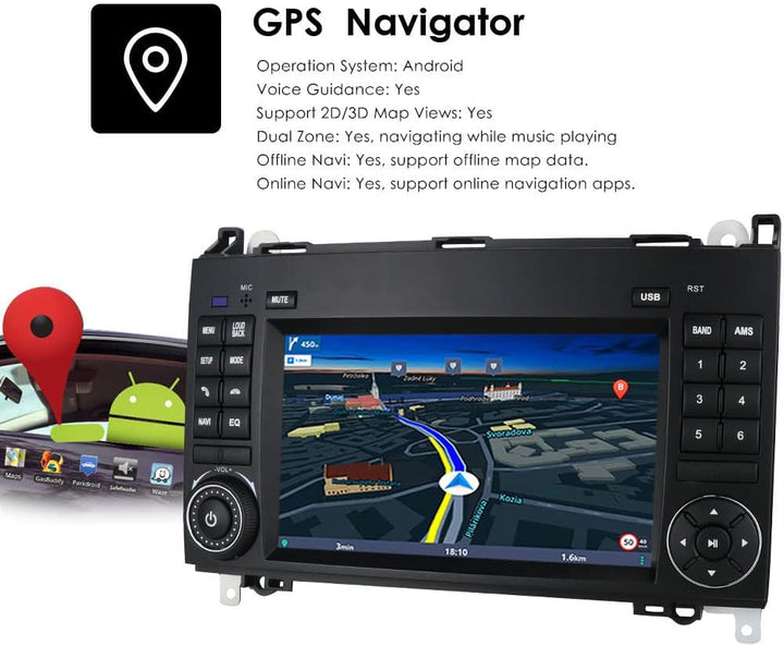 Android Autoradio Mit GPS Navi 7 Zoll Bildschirm Touch Display + HD Bremsleuchte Rückfahrkamera Ersa