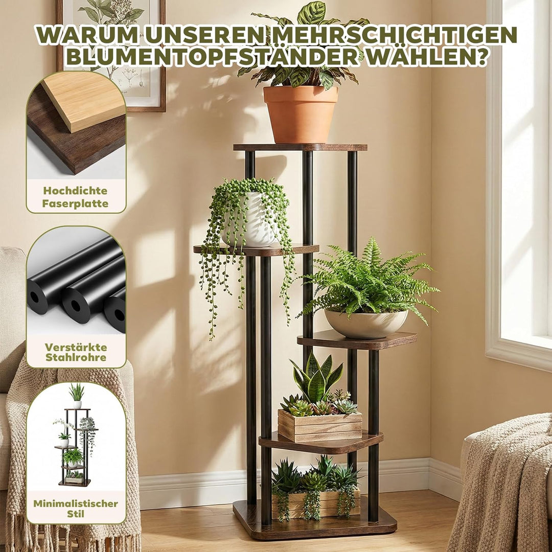 Pflanzständer für den Innenbereich 5 Ebenen Blumenständer, Metall Pflanzenregal für Balkon &amp; Wohnzim