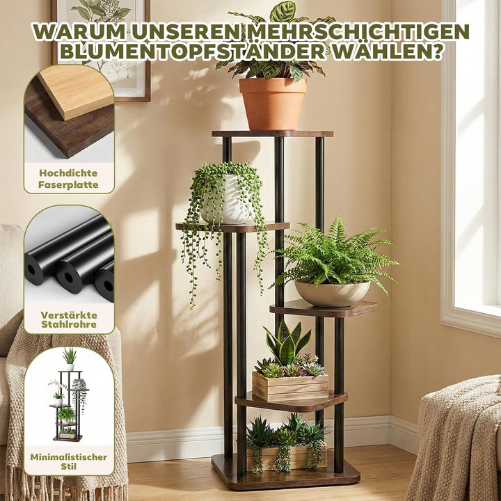 Pflanzständer für den Innenbereich 5 Ebenen Blumenständer, Metall Pflanzenregal für Balkon &amp; Wohnzim