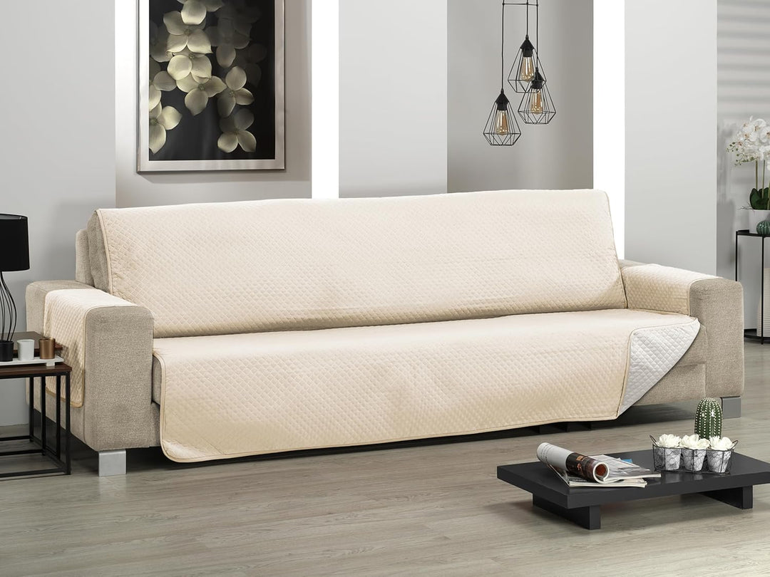 Martina Home Diamond Sofabezug, Polyester, Beige/Leinen, 4-Sitzer Beige/Leinen 4 Sitzer, Beige/Leine