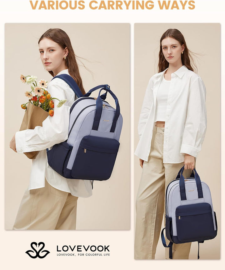 LOVEVOOK Rucksack Damen, 15,6 Zoll Laptop Schultasche Mädchen mit Laptopfach, Wasserdicht Reiserucks