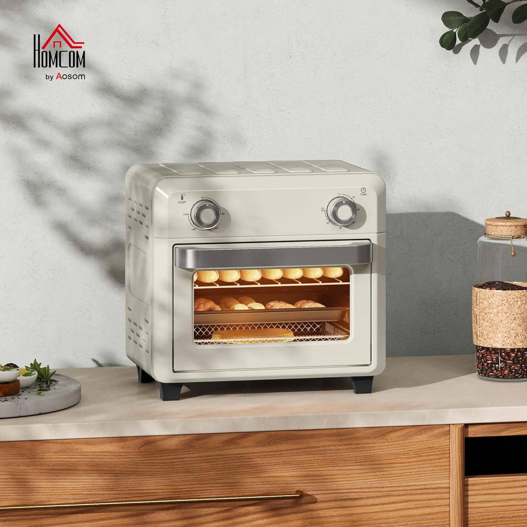 HOMCOM Mini Backofen mit Umluft 10 L 1000W 80-230℃ Heissluftofen mit 60 Min. Timer, Heissluftfritteu
