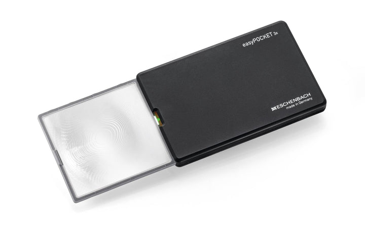 Eschenbach Optik Lupe easyPOCKET mit 3X-Vergrösserung und LED Beleuchtung in Schwarz - Made in Germa