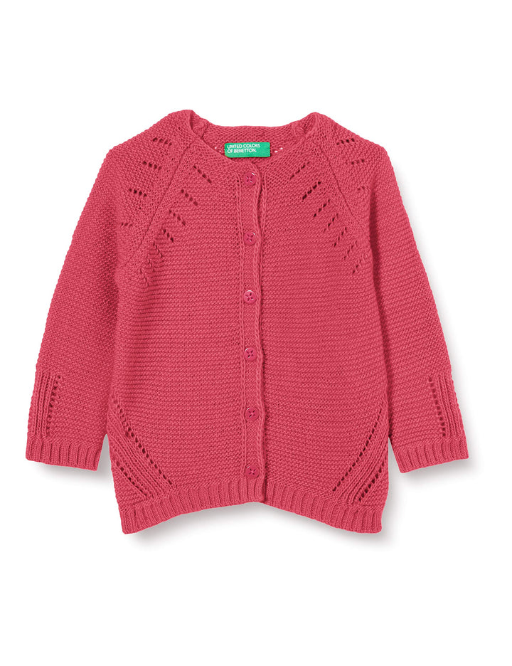 United Colors of Benetton Mädchen Maglia Coreana M/L Strickjacke 90 Fuchsia Purple 02a, 90 Fuchsia P