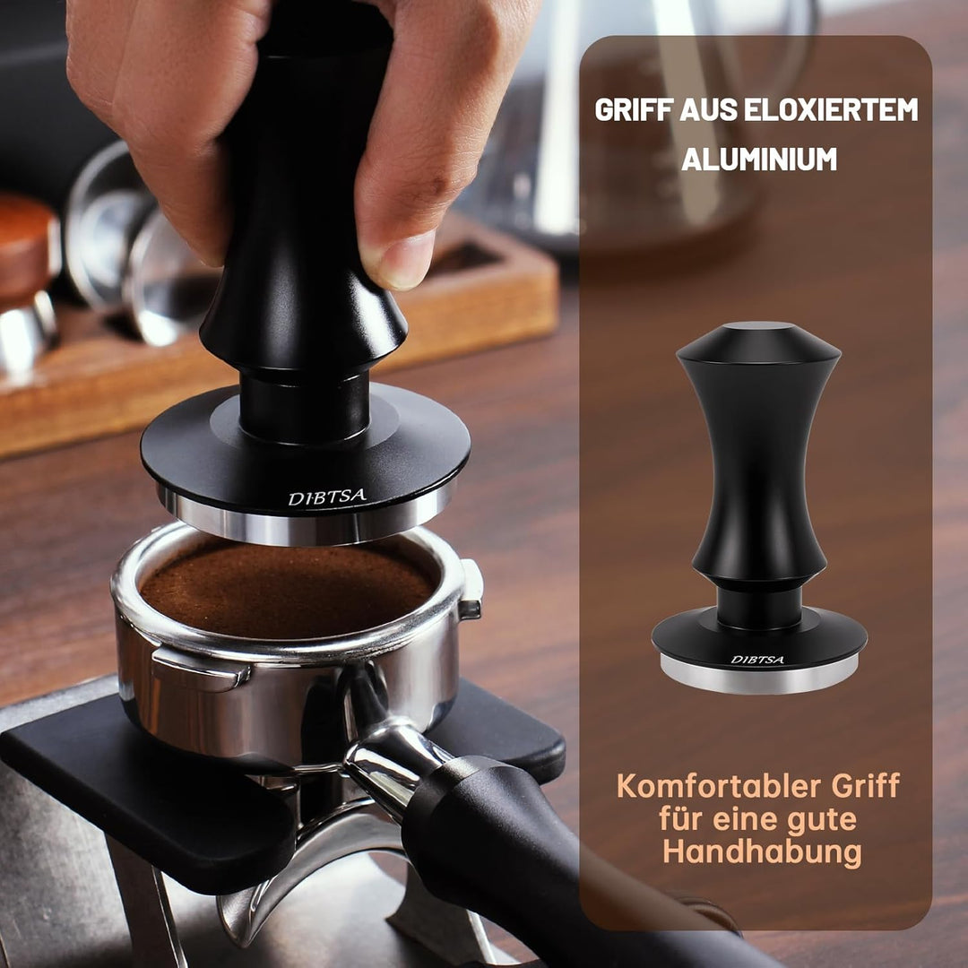 DIBTSA Espresso Tamper 53.3mm federbelasteter Kaffeestampfer, passend für 54mm Siebträgerkorb, Flach