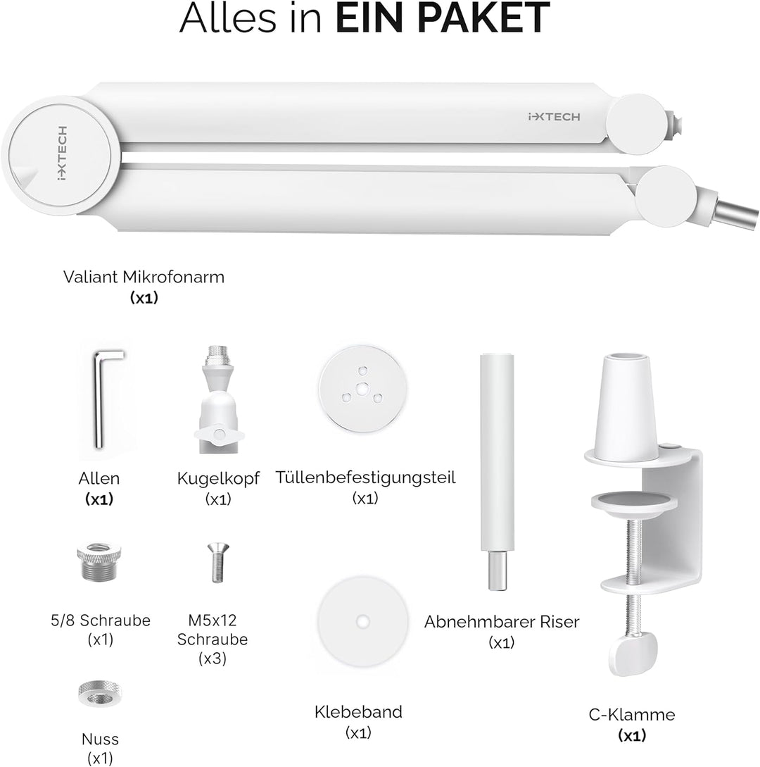 IXTECH Mikrofonarm für Rode Shure Sm7b Blue Yeti Hyperx Quadcast Gaming Mikrofon Halterung Mikrofons