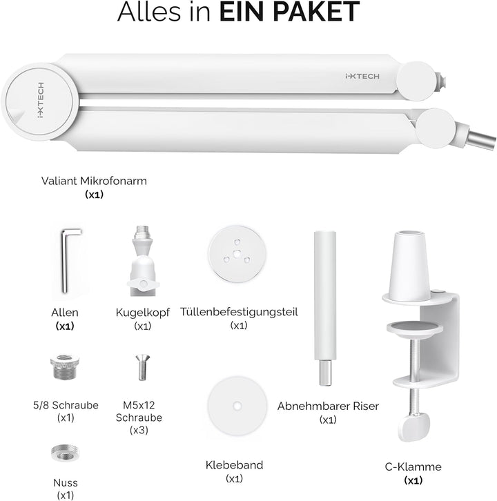 IXTECH Mikrofonarm für Rode Shure Sm7b Blue Yeti Hyperx Quadcast Gaming Mikrofon Halterung Mikrofons