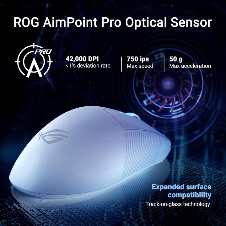 ASUS ROG Keris II Ace Wireless AimPoint White Gaming Maus | Weiss | ergonomisch, optischer Sensor RO