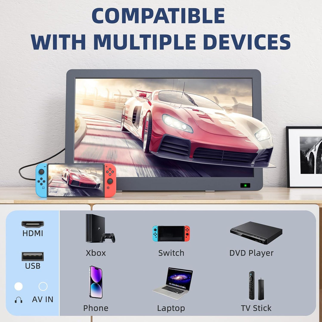 DESOBRY Fernseher 14,2 Zoll Kleiner Fernseher 1080P, Mobiler TV mit DVB-T2 Tuner, USB HDMI AV-Eingan